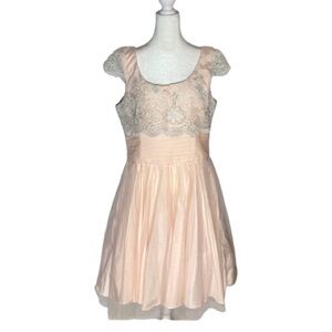 ModCloth Geode Light Pink & White Lace w/Pleating & Tulle Cocktail Holiday Dress